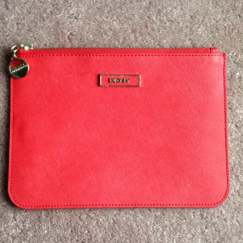 Red Leather DKNY Pouch